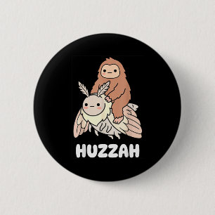 Huzzah bigfoot sasquatch mothman funny cryptid 6 cm round badge