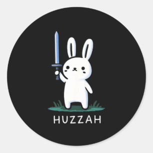 Huzzah Bunny Knight Funny Sword Classic Round Sticker
