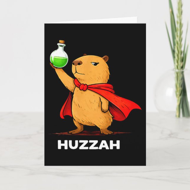 Huzzah capybara alchemist funny potion meme novelt card (Front)