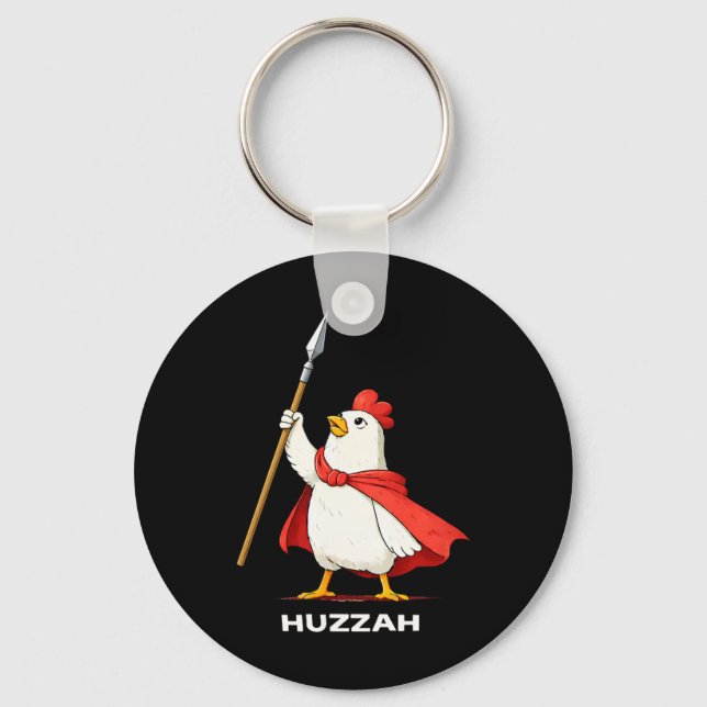 Huzzah Chicken Guard Funny Spear Meme Novelty Humo Key Ring (Front)