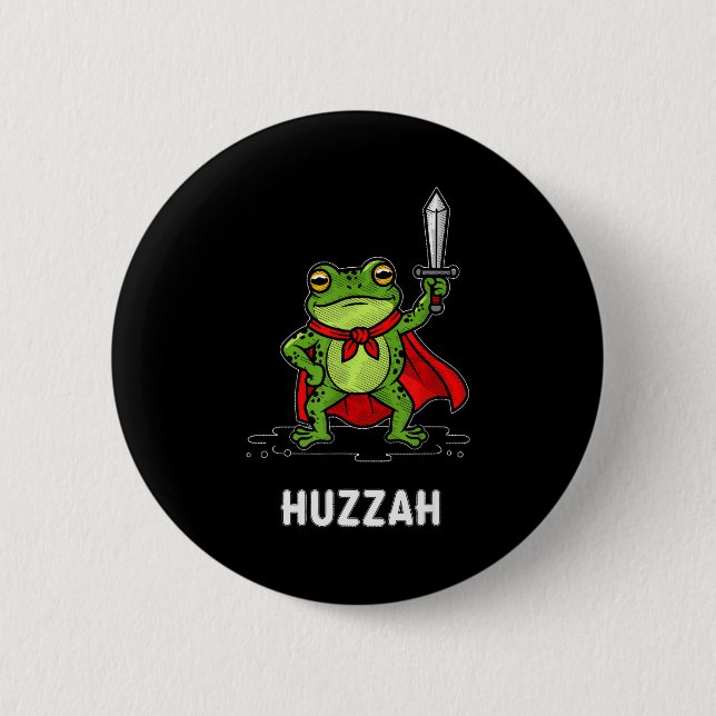 Huzzah Frog  6 Cm Round Badge (Front)
