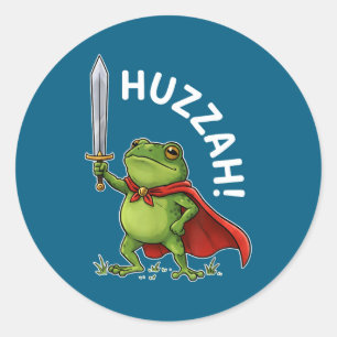 Huzzah Frog Knight Funny Sword Meme Frog Quote Men Classic Round Sticker