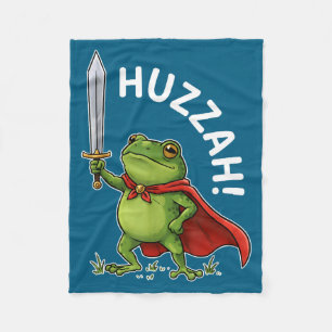 Huzzah Frog Knight Funny Sword Meme Frog Quote Men Fleece Blanket