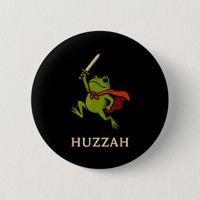 Huzzah Frog Knight Funny Sword Meme Quote  6 Cm Round Badge (Front)
