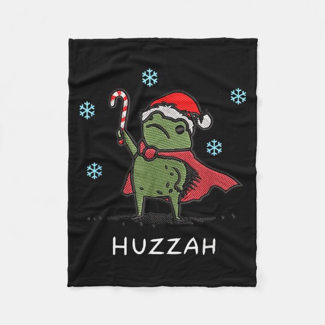 Huzzah Frog Knight Funny Sword Meme Quote Christma Fleece Blanket (Front)
