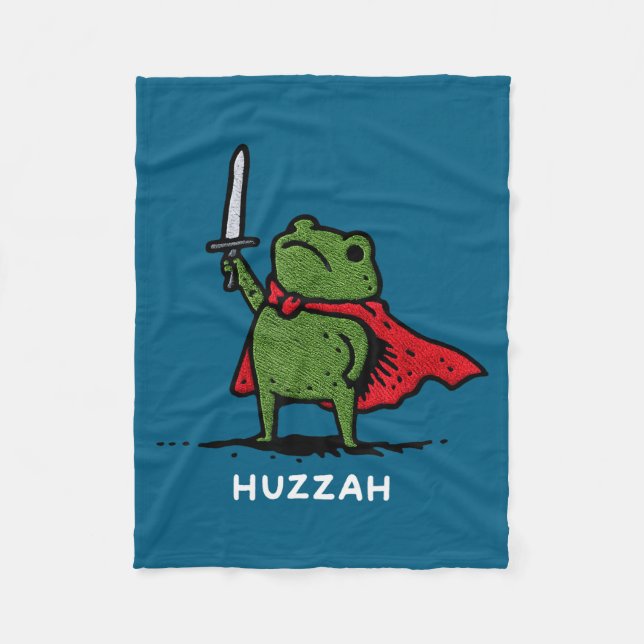 Huzzah Frog Knight Funny Sword Meme Quote  Fleece Blanket (Front)