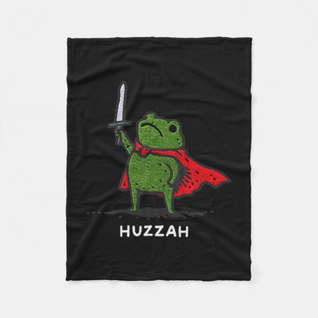 Huzzah Frog Knight Funny Sword Meme Quote  Fleece Blanket (Front)