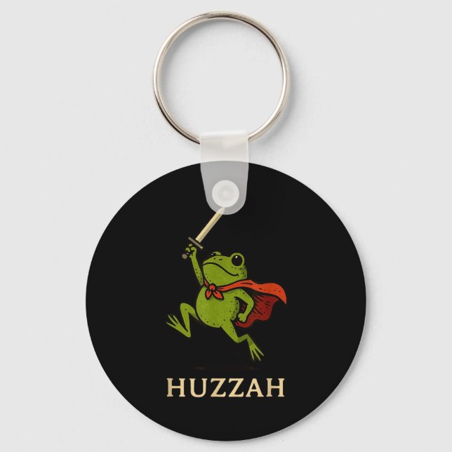 Huzzah Frog Knight Funny Sword Meme Quote  Key Ring (Front)