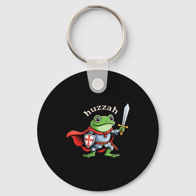 Huzzah Frog Knight Funny Sword Meme Quote Medieval Key Ring (Front)