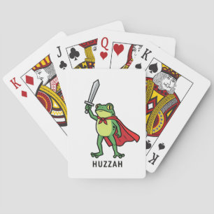 Huzzah Frog Knight Funny Sword Meme Quote   Playing Cards