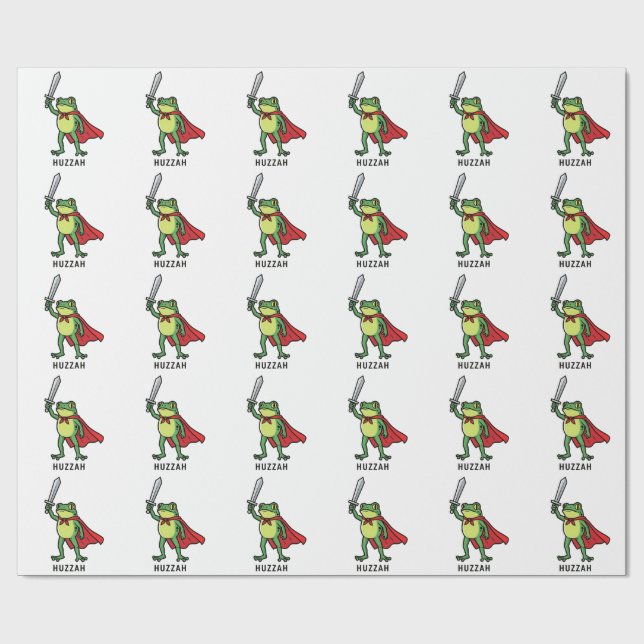 Huzzah Frog Knight Funny Sword Meme Quote   Wrapping Paper (Flat)