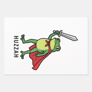 Huzzah Frog Knight Funny Sword Meme Quote Wrapping Paper Sheet