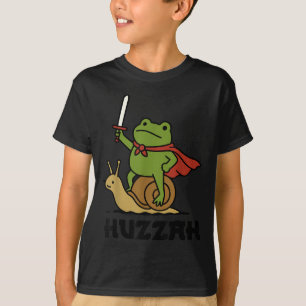 Huzzah Frog Knight Riding A Snail Funny Sword Meme T-Shirt
