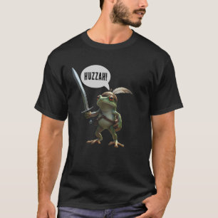 Huzzah Frog Warrior Fantasy Cute Sword T-Shirt