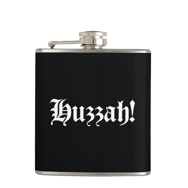 Huzzah! {Mediaeval Typography} Hip Flask (Front)