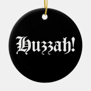 Huzzah! {Mediaeval Typography} Ping Pong Ball Ceramic Tree Decoration