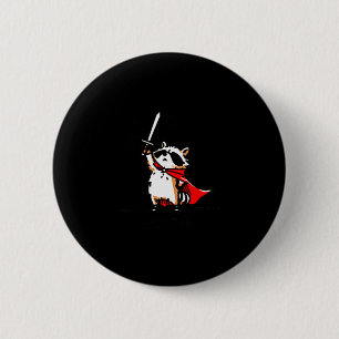 Huzzah Raccoon Knight Funny Sword Meme Quote 6 Cm Round Badge