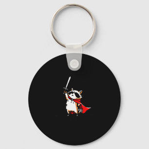 Huzzah Raccoon Knight Funny Sword Meme Quote Key Ring