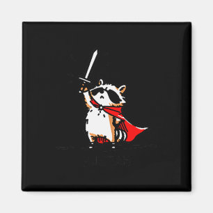 Huzzah Raccoon Knight Funny Sword Meme Quote  Magnet