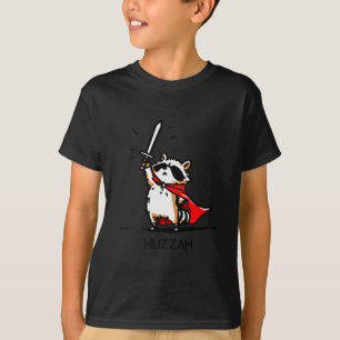 Huzzah Raccoon Knight Funny Sword Meme Quote  T-Shirt