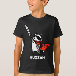 Huzzah Raccoon Knight Funny Sword Meme Quote  T-Shirt