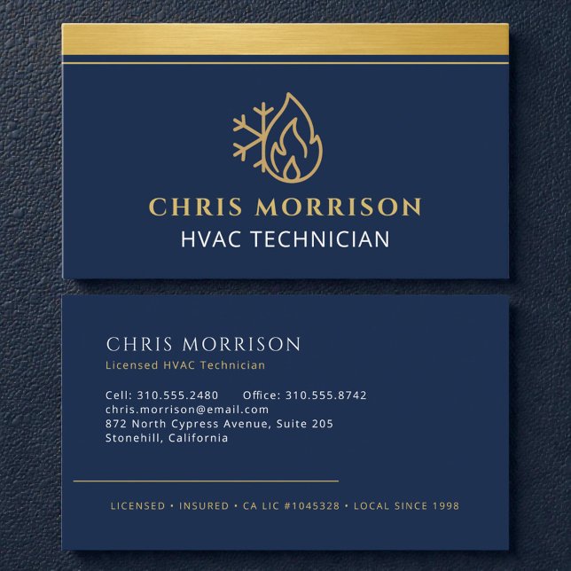 HVAC AC Heating Cooling Heat Service Tech Business Card (Creator Uploaded)