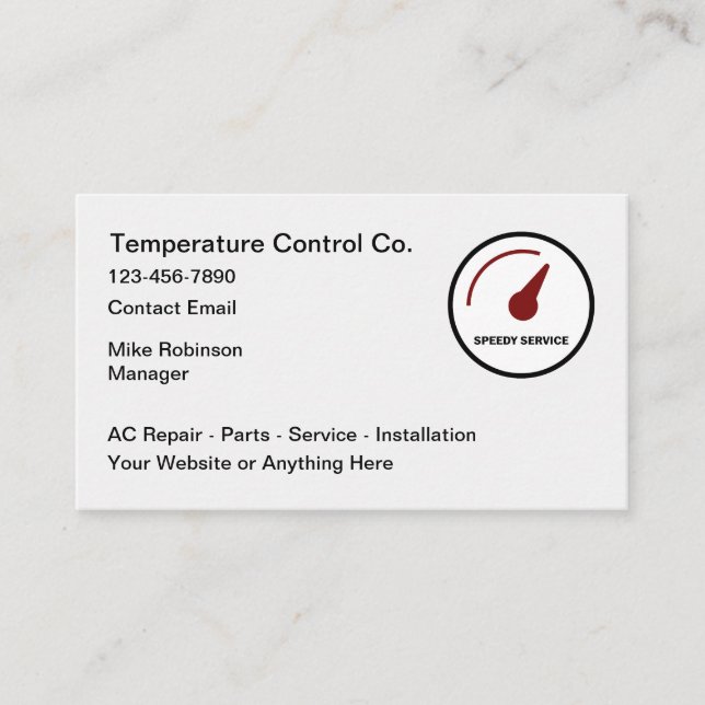 HVAC Air Conditioning Services Business Cards (Front)