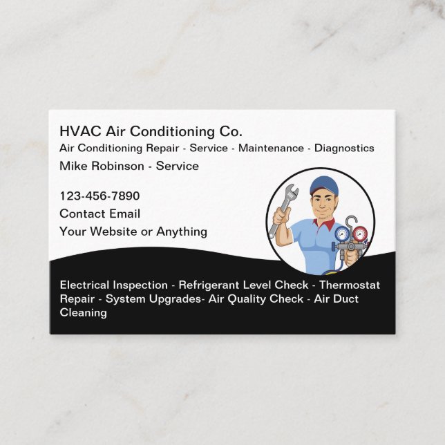 HVAC Air Conditioning Services Business Cards (Front)