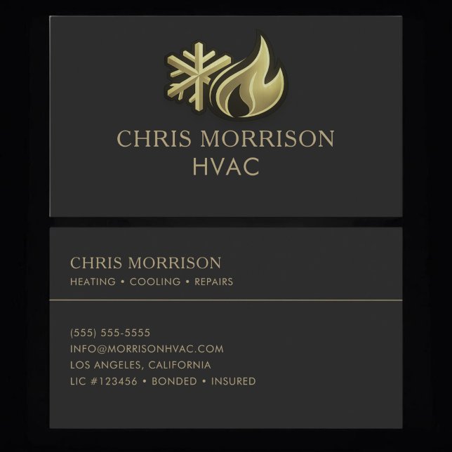 HVAC Black Gold Business Card (Creator Uploaded)