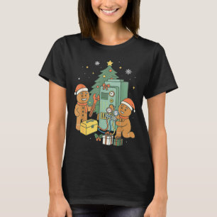 Hvac Gingerbread Christmas Technician Construction T-Shirt