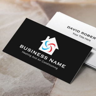 HVAC Heating & Air Conditioning Plain Black Business Card