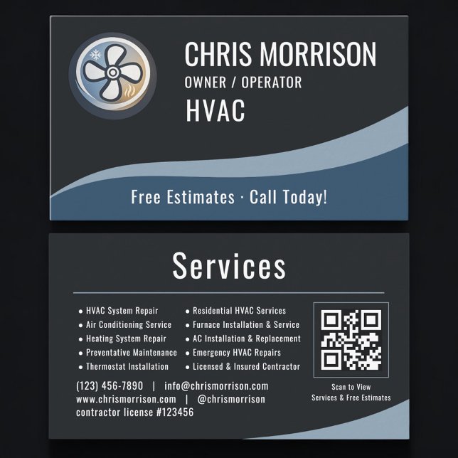 HVAC Heating & Air Conditioning QR Code Business Card (Creator Uploaded)