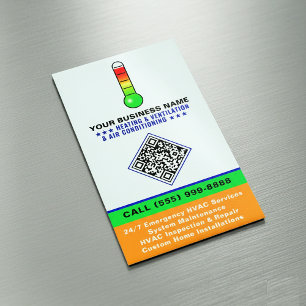 HVAC Heating & Air Conditioning   QR Code & Logo Magnetic Business Card