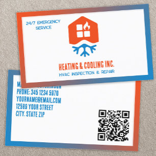 HVAC Heating And Cooling QR Business Card