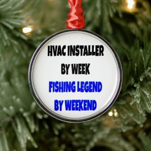 HVAC Installer Loves Fishing Metal Tree Decoration