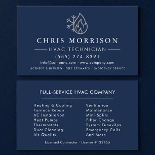 HVAC Navy Blue Silver  Business Card