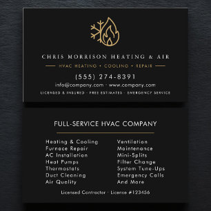 HVAC Services Company Black Gold Modern Business Card