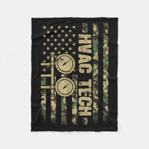 Hvac Tech Aamerican Flag Camouflage 4th Of July Fleece Blanket
