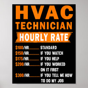 Hvac Technician Hourly Rate Funny Hvac Mechanic Sa Poster
