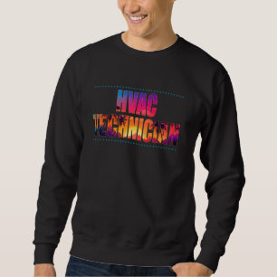 Hvac Technician Job Title Profession Sunset Retro Sweatshirt