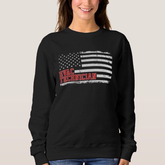 Hvac Technician Us American Flag Hvac Tech Sweatshirt (Front)
