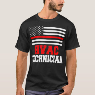 HVAC Technician USA Flags Funny HVAC Tech  T-Shirt