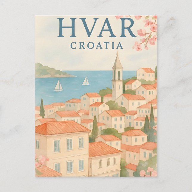 Hvar Island Old Town Postcard - Explore thPostcard (Front)