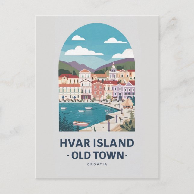 Hvar Island Old Town Postcard - Explore thPostcard (Front)
