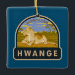 Hwange National Park Zimbabwe Travel Art Vintage Ceramic Ornament<br><div class="desc">Hwange vector artwork design. Hwange National Park is in west Zimbabwe. Its grasslands and mopane woods are home to large elephant herds,  lions and African wild dogs.</div>