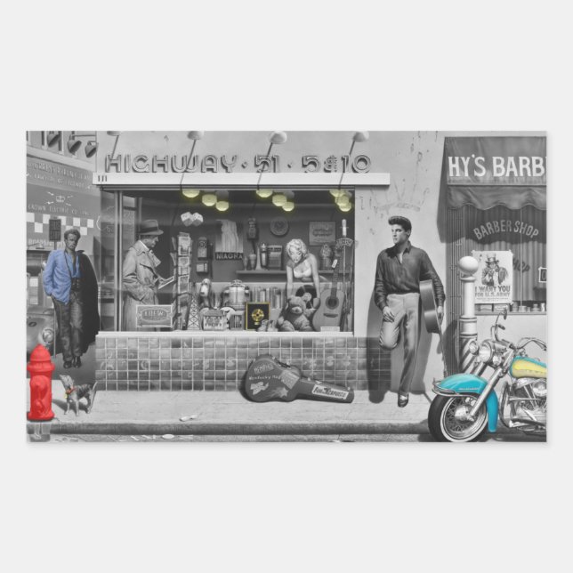 HWY 51 Silver Rectangular Sticker (Front)