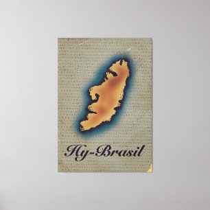 Hy-Brazil Mythological Old Map Canvas Print
