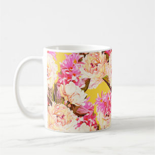 Hyacinth and peonis flowers, seamless pattern. Wat Coffee Mug