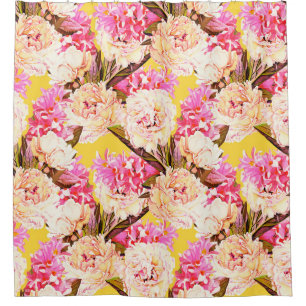 Hyacinth and peonis flowers, seamless pattern. Wat Shower Curtain