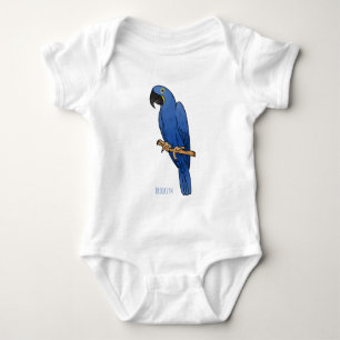 Hyacinth macaw bird cartoon illustration baby bodysuit